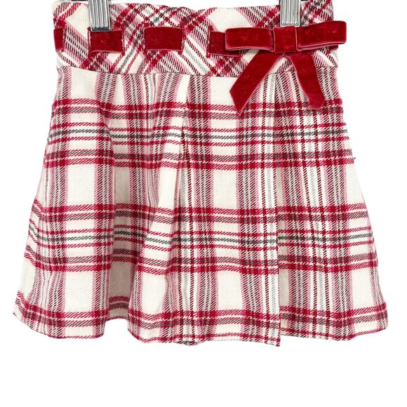 JANIE AND JACK Toddler Girls Plaid Bow Detail‎ Pleated Holiday Skirt Size 3T - Picture 1 of 5